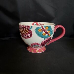 Potter's Studio Large Floral Tea 12oz Cup Mug Pedestal Footed Cottage Shabby New